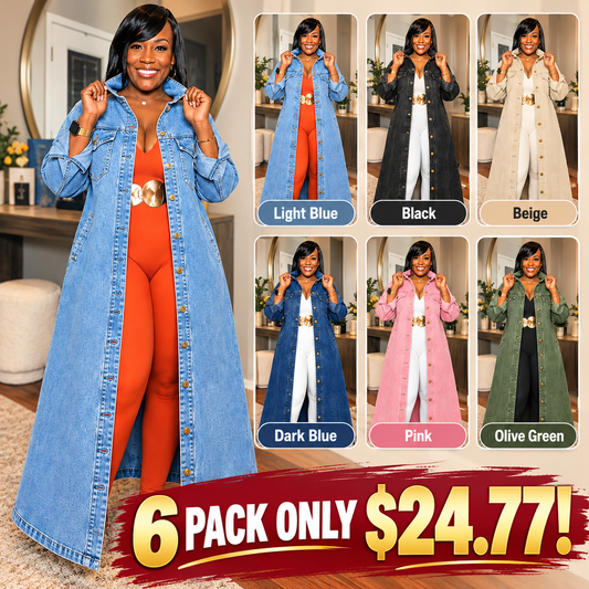 [LAST DAY SALE]Women's Classic Longline Denim Trench Coat